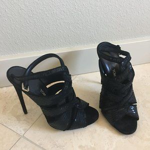 Tom Ford Sequin Black High Heels 9 Sz